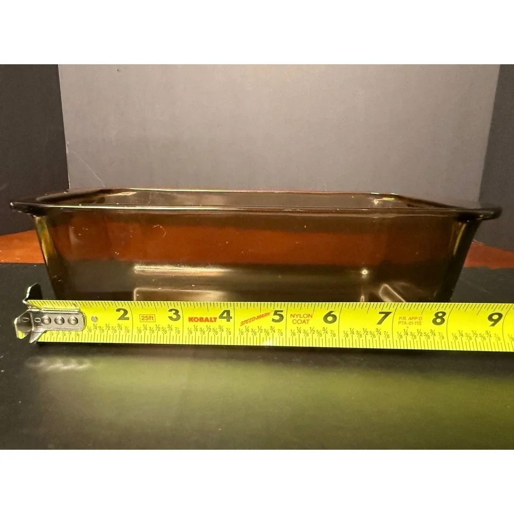 Vintage Pyrex Visions Amber Glass Loaf Pan 213 1.5qt Brown Baking Dish USA